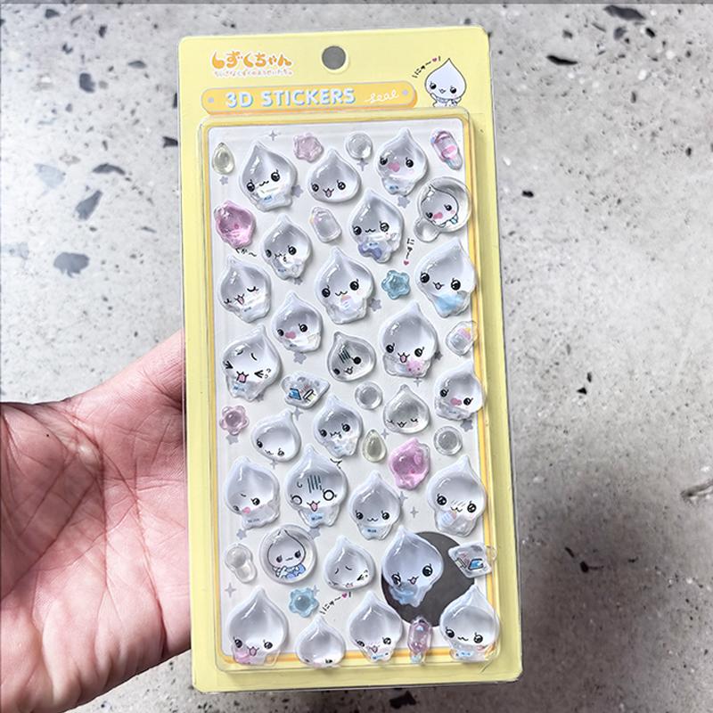 

Kawaii Water Droplet Stickers Cartoon Nail Stickers Phone Case Transparent Sticker Hand Account Material Friend Birthday Gift