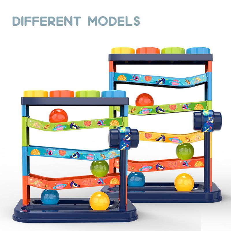 Stacking Ball Colorful Track Slide Rolling Ball Early Educational Knocking Toys Children's Fun Knock Music Piling Table