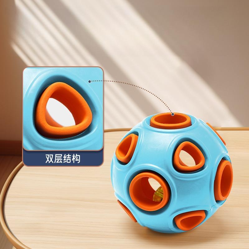 Klingender Leuchtender Doppelschichtiger Hunde-Spielball, Naturkautschuk Selbstreinigende Zähne, Zahnpflege und Auslaufender Haustier-Spielball