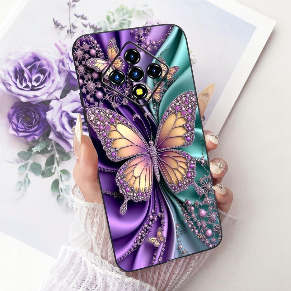For Infinix Zero 8 Case X687 Stylish Flowers Butterfly Painted Cover Soft Slim Phone Case For Infinix Zero 8i Zero8 i X687B Bags