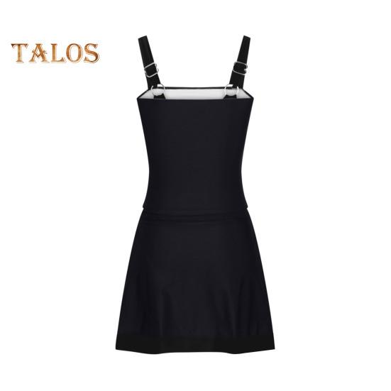 Women Swimsuit Sling Sleeveless High Waist Bathing Suit One-Piece Beachwear Solid Color Quick Drying Monokini