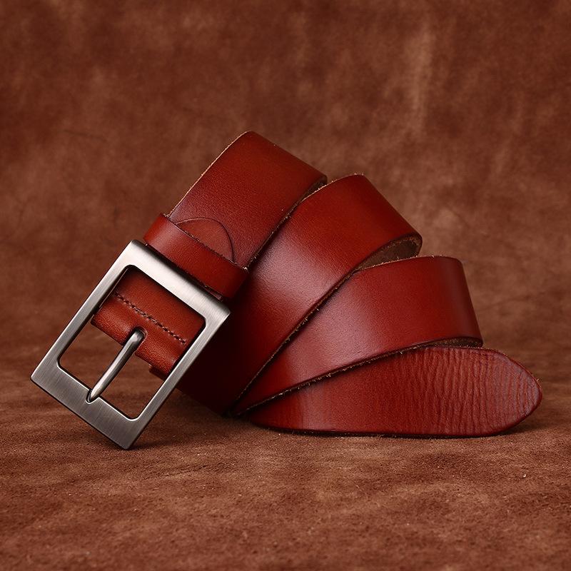 

Ретро мода Guochao универсальный джинсовый повседневный ремень мужской из натуральной кожи с пряжкой из коровьей кожи первого слоя мужской ремень мужской 125cm