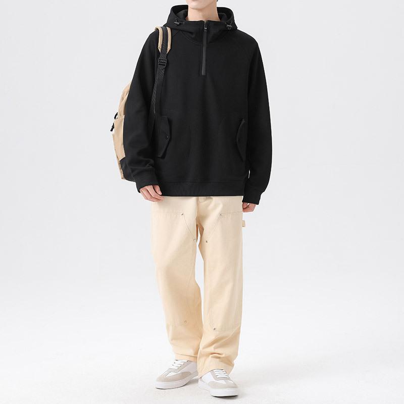 Hanorac pentru bărbați Bumbac cu glugă supradimensionat cu fermoar cu mânecă lungă Pulovere de toamnă Îmbrăcăminte de stradă de buzunar