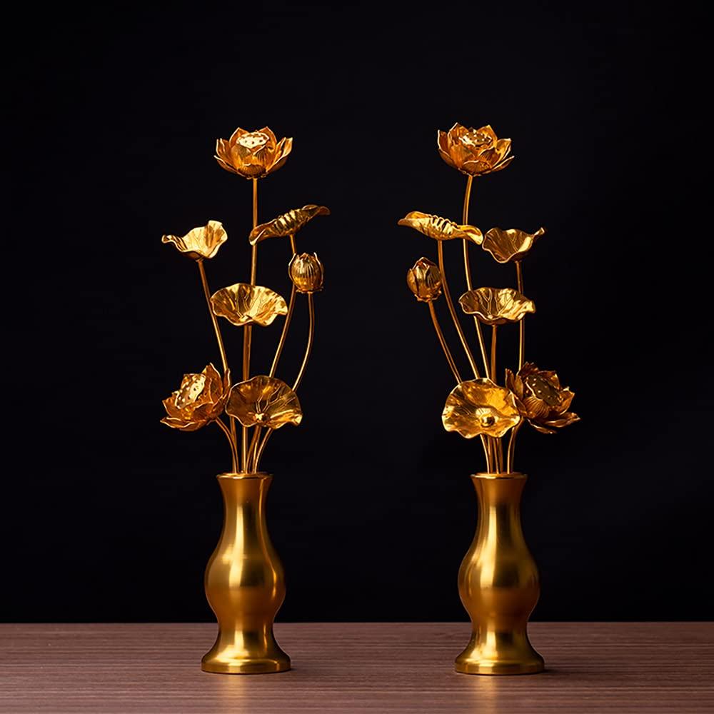 RAYWILL Tokohana Lotus Buddhist Flower Set, Obon Supplies, Lotus Flowers, Buddhist Altar Accessories, Set of 2, with Aluminum Vase, Left and Right,