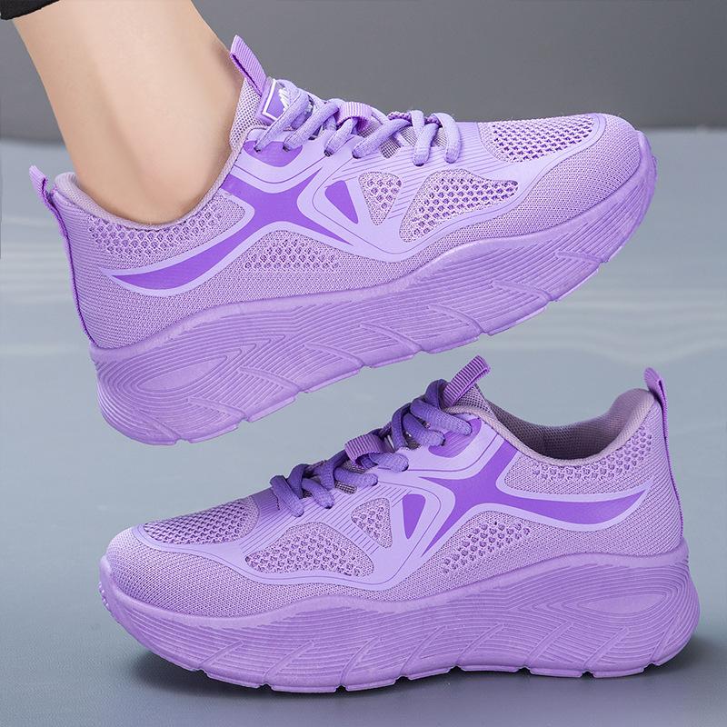 Shoes Women's sports shoes Versatile single shoes Flying woven breathable mesh shoes Soft sole Comfortable running shoes Light mouth Lightweight