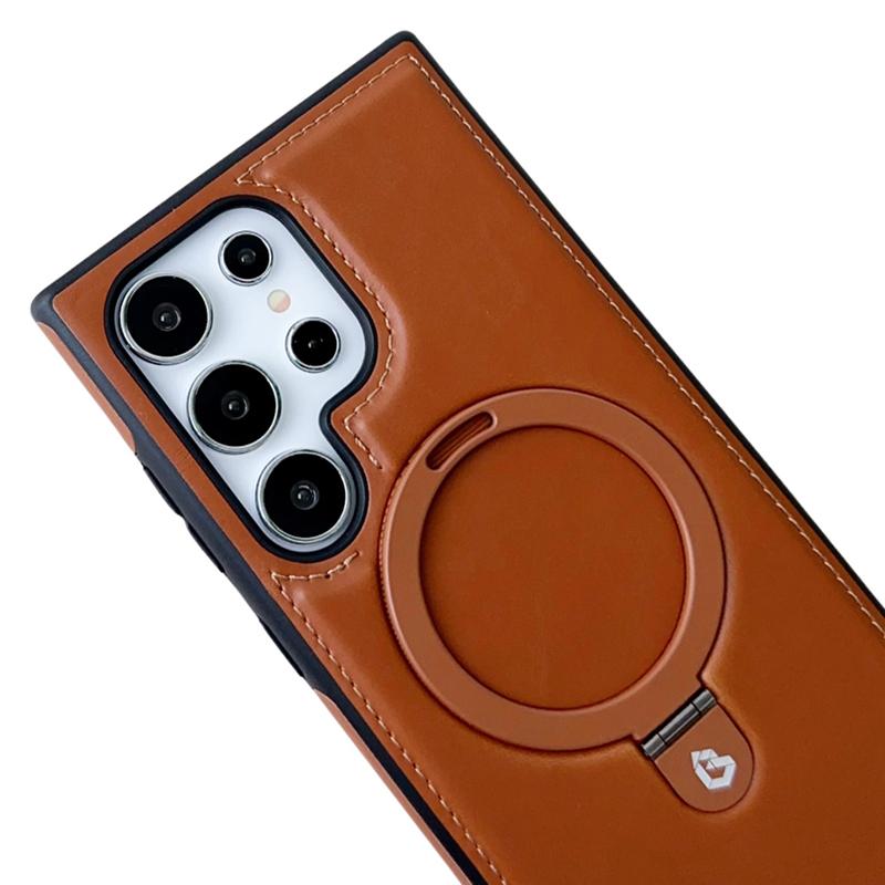For Samsung Galaxy S25 Ultra Case Compatible with MagSafe Kickstand TPU+PU Leather Anti Drop Phone Cover