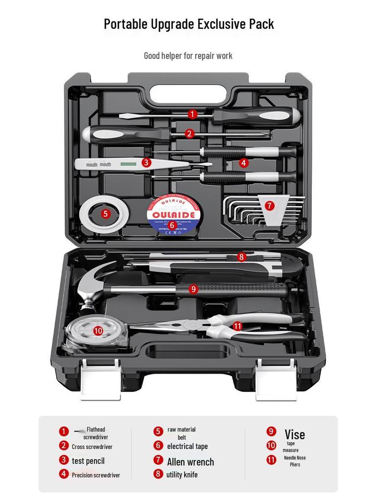 Uniwersalny Zestaw Narzędzi do Napraw Domowych: Stolarz i Montowana w Samochodzie Wielofunkcyjna Skrzynka Narzędziowa