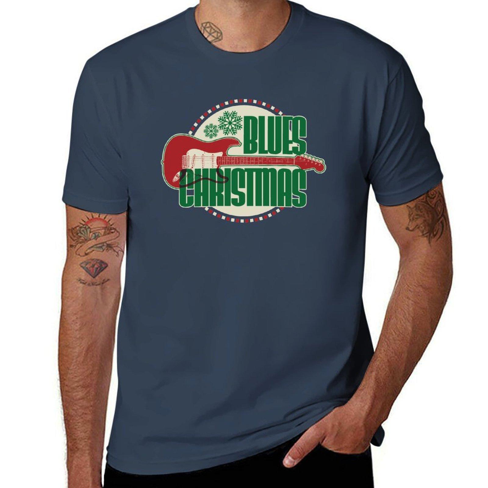 Merry Blues Christmas Tshirt Big Size Crew Neck Tshirt S