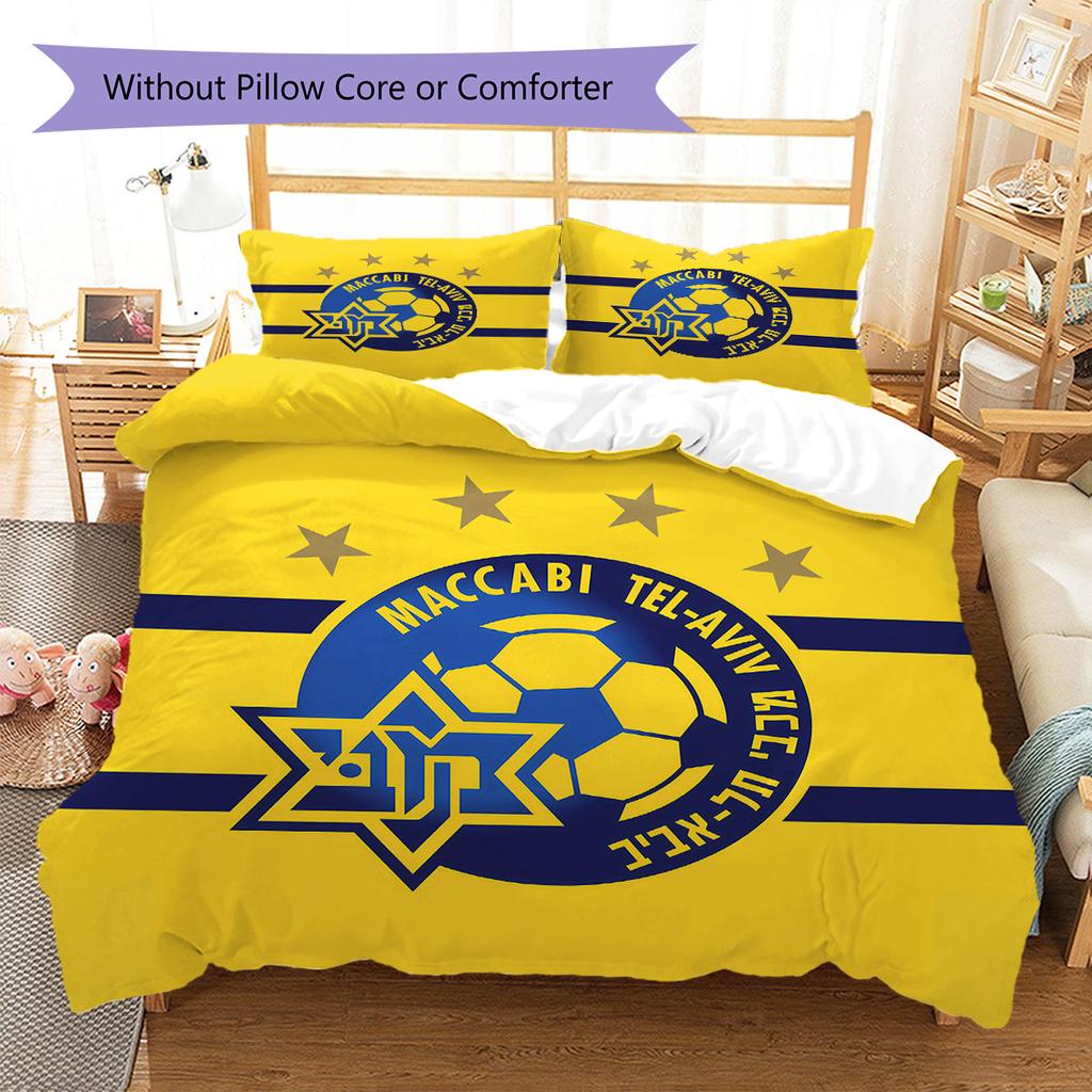 Maccabi Tel Aviv F.C Pattern Bedding,Quilt Set Quilt Cover Pillowcase Home Birthday Gift(1 * duvet cover + 2 * pillowcase, without core)