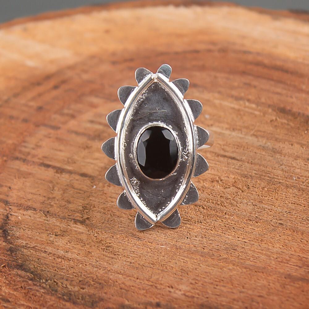 Black Onyx Gemstone 925 Sterling Silver Jewelry Handmade Stylish Ring For Gift RR-6-15