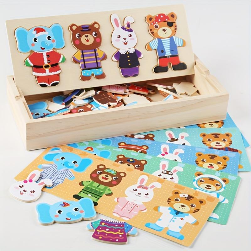 Interactive Wooden Bear Dress Up Puzzle for Youngsters Educational Toy with Cute Animal Outfits, Perfect Birthday or Christmas Gift