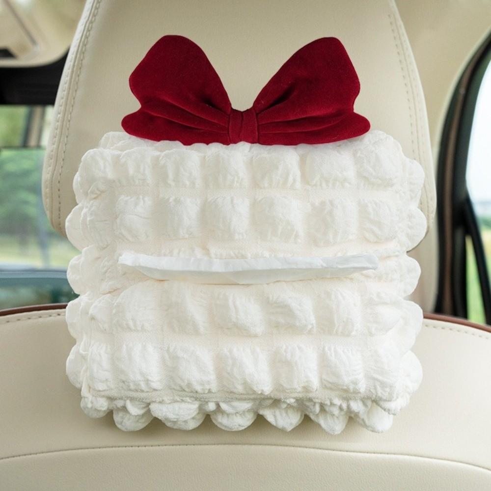 Hanging Type Car Hanging Napkin Holder Bow Paper Organizer Storage Bag  for Car Back Seat