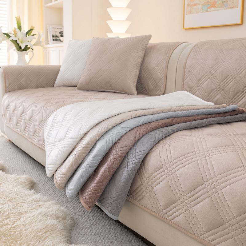Geometry Pattern Thicken Sofa Cover Four Seasons Universal Soft Velvet Sofa Cushion Non-slip Couch Towel Mat for Living Room