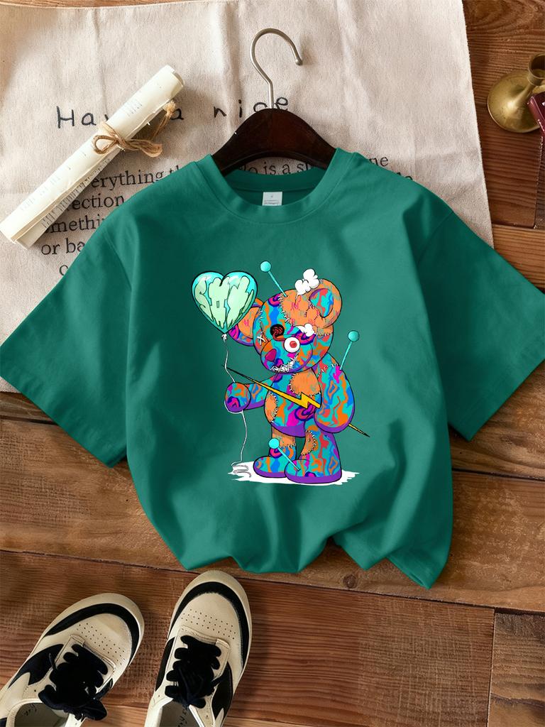 Kawaii Ok Cartoon Bear Graphic Printed TShirts Women Casual Short Sleeve Tops Soft Loose T Shirt Summer ONeck Womans Clothes
