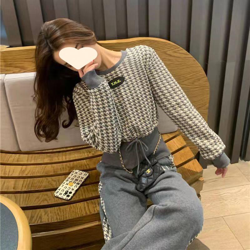 Small Fragrance Set - Women's Spring-autumn Fashionable Casual Stylish Slimming and Age-reducing Wide-leg Pants Set of Two Pieces
