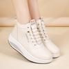 Women's Black Sneakers Height Increase White Leather Boots Platform Casual High Top Thick Sole Elevator Shake Shoes for Students