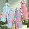 1PC We Wear Pink Ribbon Art 750ml Color Plastic Sports Water Bottle Leakproof Flip Straw Lid Suitable for Sports Office Home Use