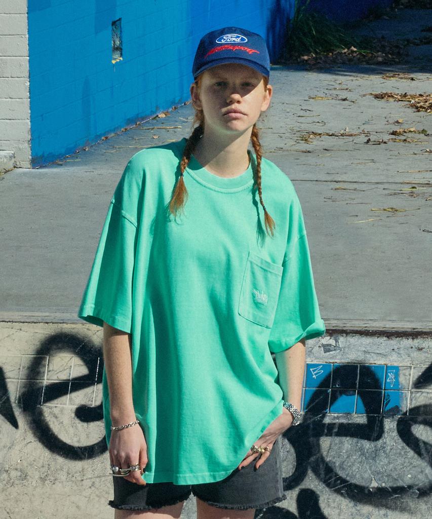 Peullukeu Slam Logo Pigment Pocket Short Sleeve T-Shirt Mint Fst401