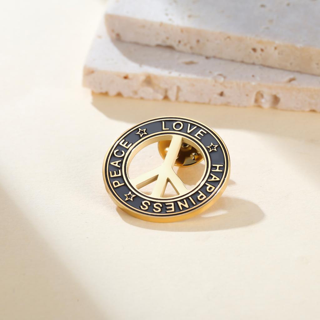 Roestvrij Staal Vredesteken Ronde Broche voor Dames Heren Geluk Vrede Liefde Reversspelden Trend Sieraden Accessoires Amulet Cadeaus