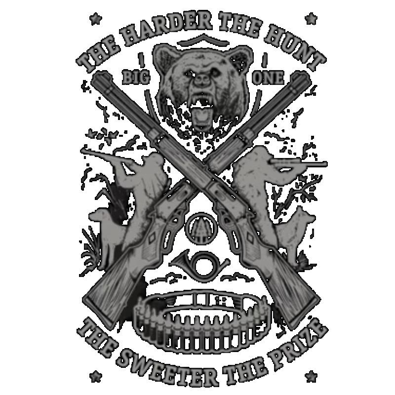 Men's Black T-Shirt Bear Hunting Graphic Print The Harder The Hunt Big One The Sweeter The Prize Casual Streetwear Top