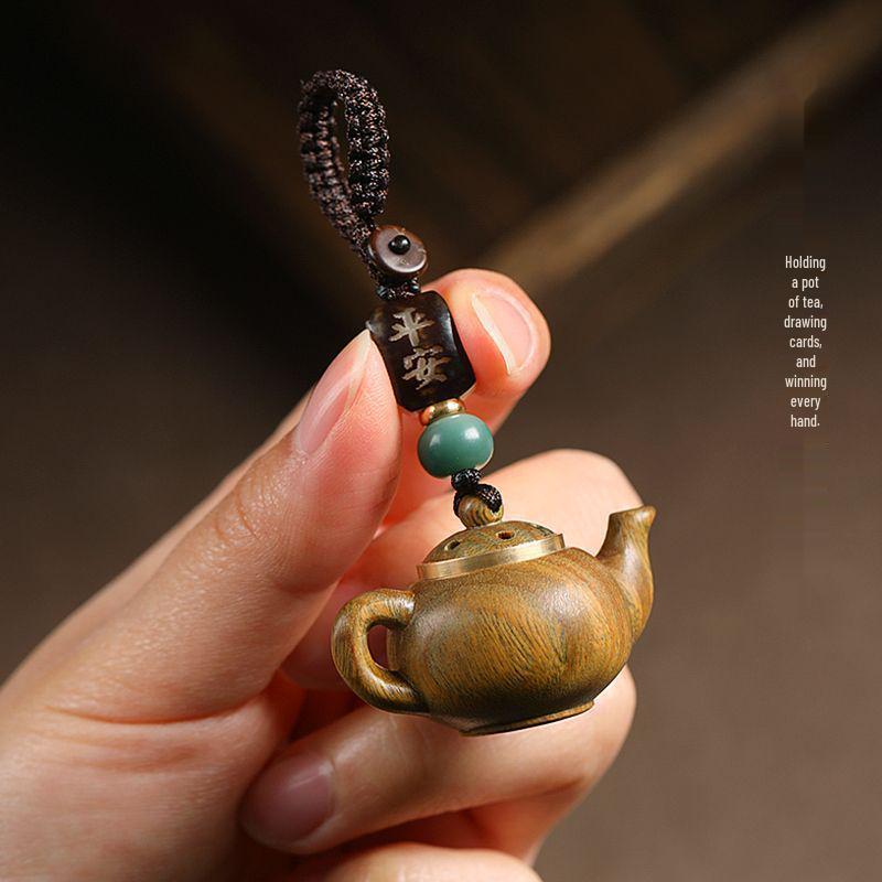 Wenge Green Sandalwood Teapot Keychain & Sachet for Women