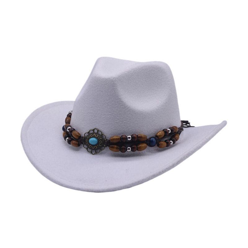 Hot-selling Top Hat, Ethnic Style Cow Label, Western Cowboy Top Hat, Rolled Brim, Retro Riding Hat, Woolen Felt Hat