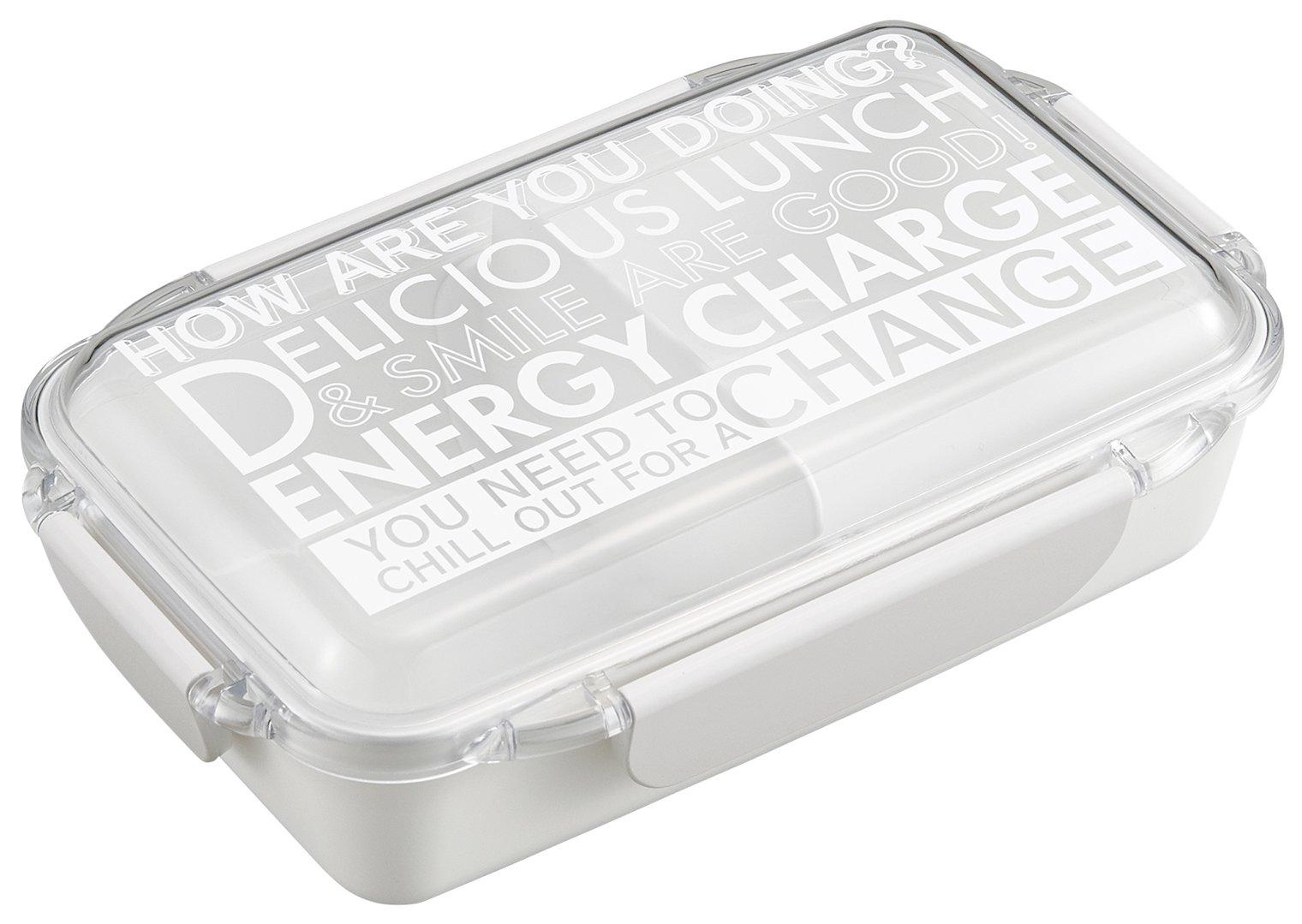 

OSK Energy Charge Bento Box, Divided, White, 750ml, Made in Japan, Dishwasher and Microwave Safe, 4-Point Lock, with Gasket, Stylish and Simple