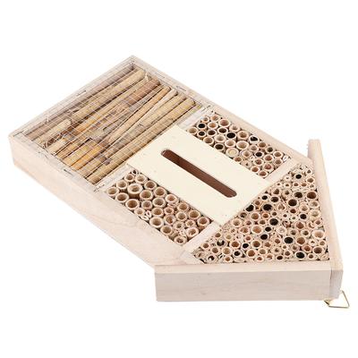 Wooden Insect House Small Garden Nesting Box Bee House With Tubular Channels Handicrafts Ornament for Outdoor Decoration