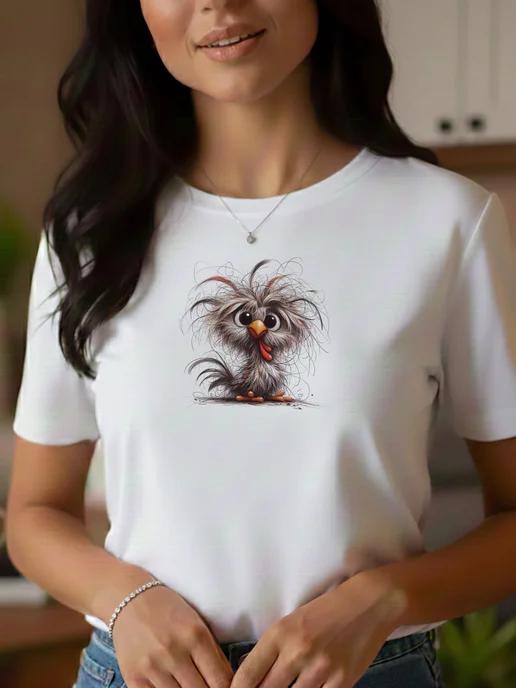 T-shirt with Chicken/Chick print 2XL