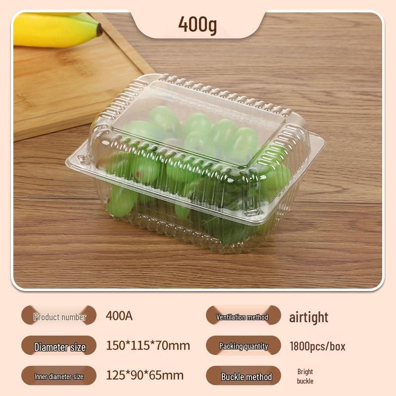 Portable Disposable Transparent Plastic Rectangular Fruit Packaging Box with Lid