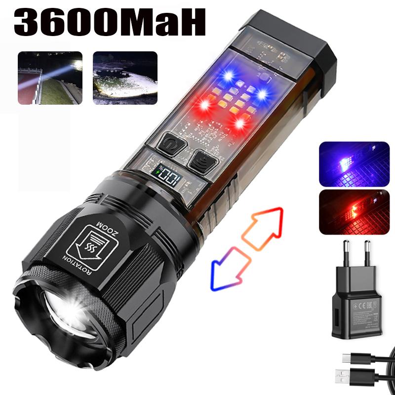 Multi-function Solar LED Flashlight Telescopic Zoom Torch 6 Modes Light Outdoor Emergency Power Bank LED Solar Lantern