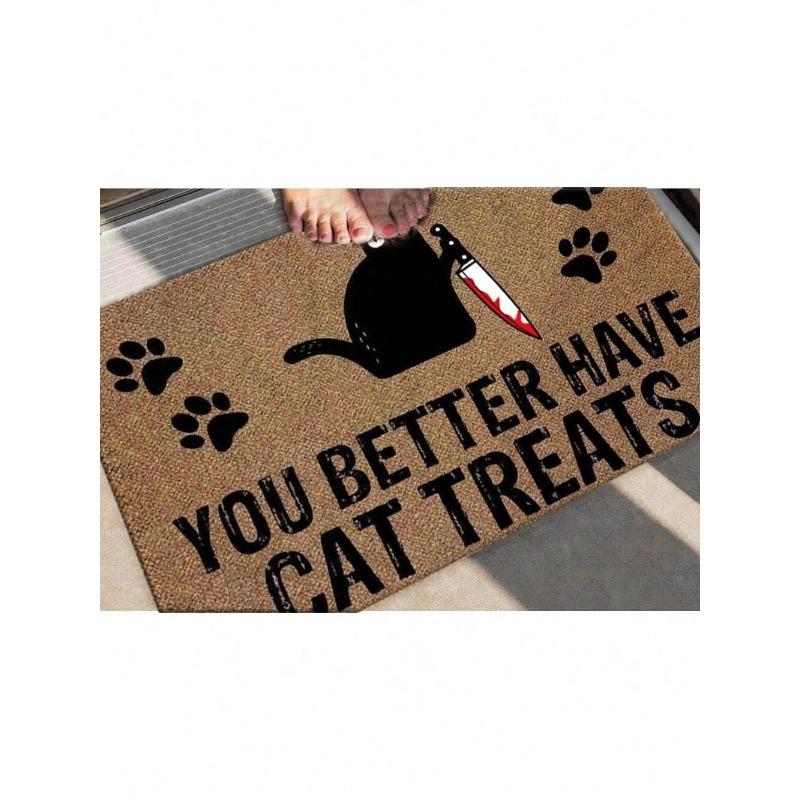 Black Kitten Doormat Hold Blood Knife You Better Have Cat Printed Rugs for Living Room Indoor Welcome Funny Doormat Home Decor