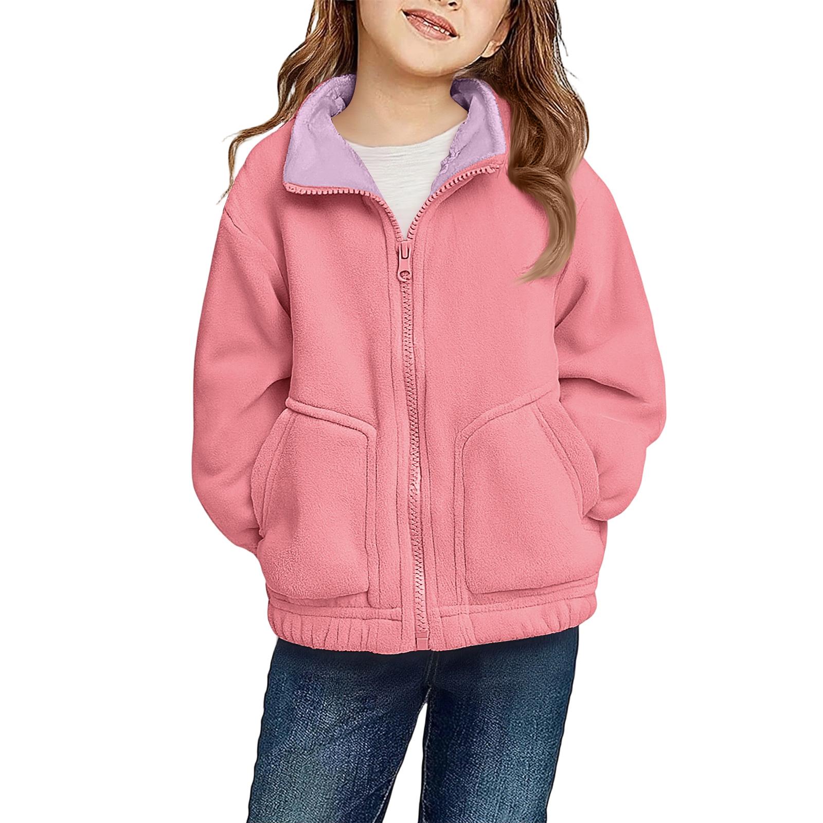 

Children s Fashionable Casual High-neck Fleece Thick Long-sleeved Top Jacket 130 розовый