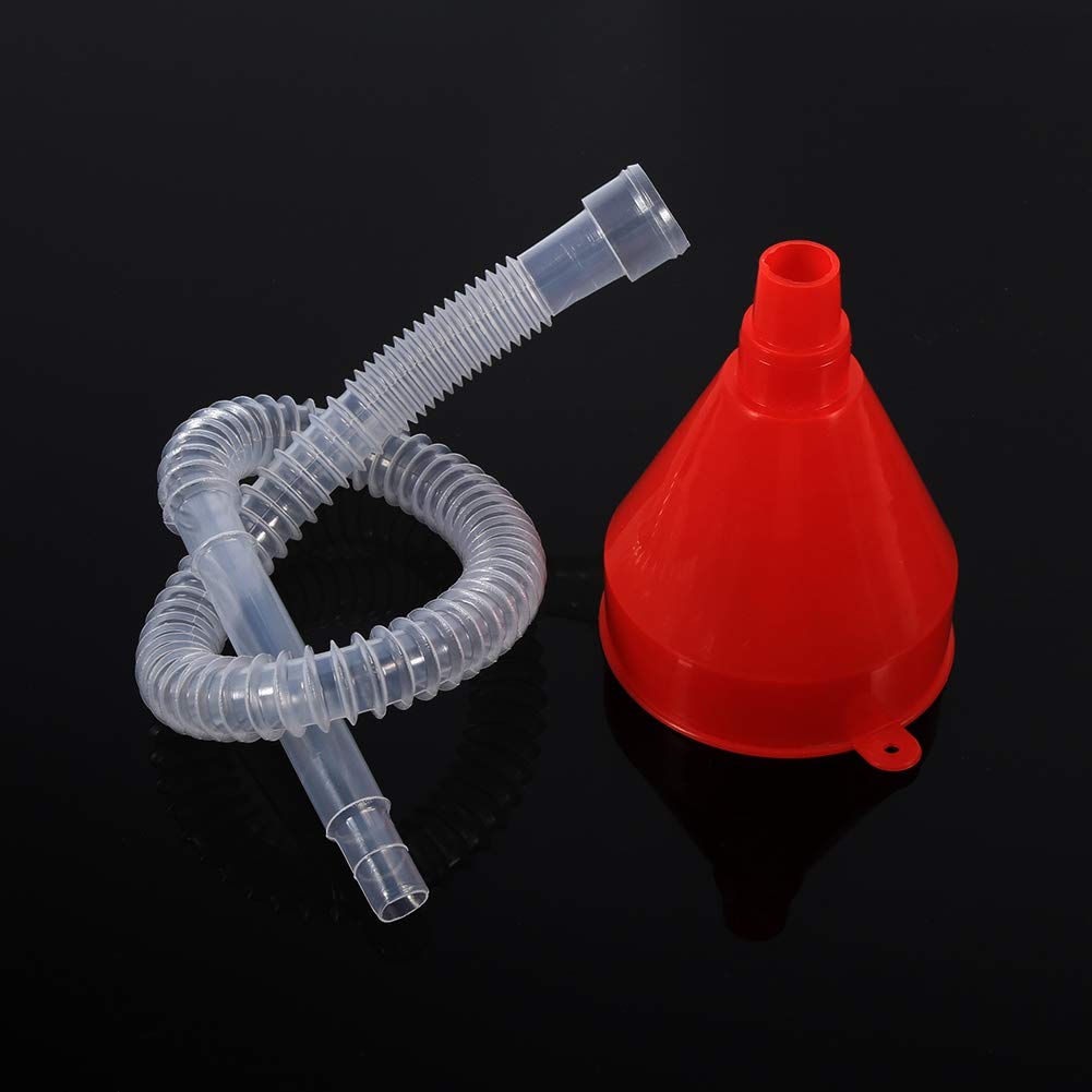 Gorgeri Funnel with Hose, Universal Car and Motorcycle Plastic Filled Funnel Lubricating Tool with Clear Soft Pipe Spout (Gasoline, Diesel)