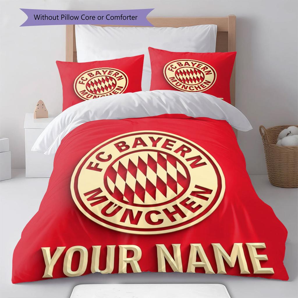 FC Bayern Munchen Custom Name Pattern Bedding,Quilt Set Quilt Cover Pillowcase Home Birthday Gift(1 * duvet cover + 2 * pillowcase, without core)