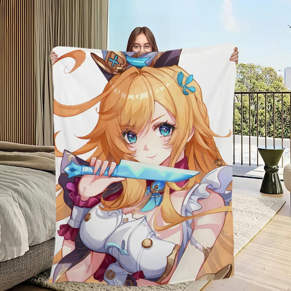 Warm Plush Throw Blanket Soft Flannel for Sofa Bedroom Office Travel Perfect Gift for Game Room and Genshin Fans