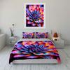3Pcs Colorful Lotus Bedding Set Vibrant Rainbow Flower with Water Drops Print Duvet Cover + 2 Pillowcases for Bedroom Decor