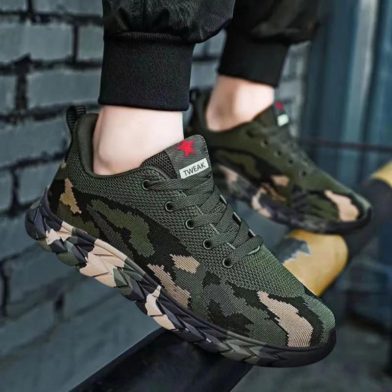 Modische Sportschuhe Herren Rutschfest Verschleißfest Atmungsaktiv Leicht Outdoor-Sportarten Camouflage Flache Sohle Laufschuhe
