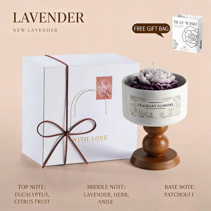 Camellia Scented Candle Handmade Soy Wax Flower Candle Aroma Candle for Bedroom Decor Valentine's Day Romantic Gift for Women