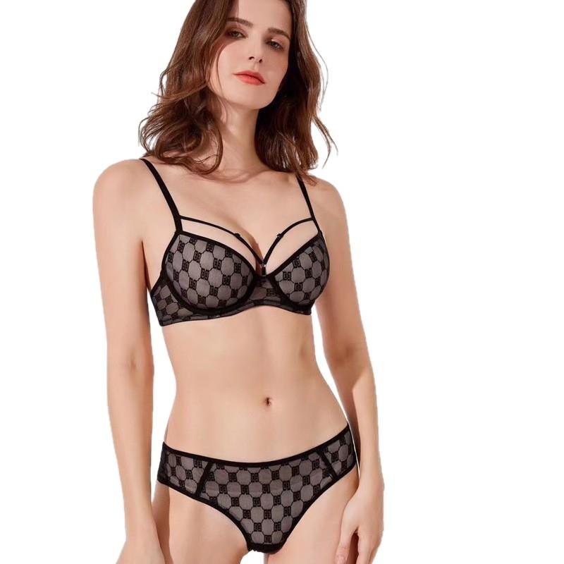 Sexy lace underwear women's thin cotton smooth surface large chest small large size bra anti-sagging large size bra