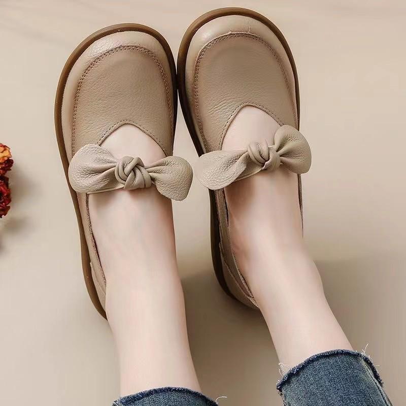 

Туфли Мэри Джейн с бантом из мягкой кожи, весна 2025, для женщин 38 шампанского