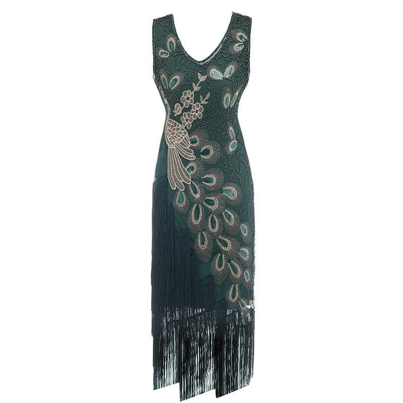 Gatsby 1920s Retro Pailletten Kwastjes Kralen Avondjurk