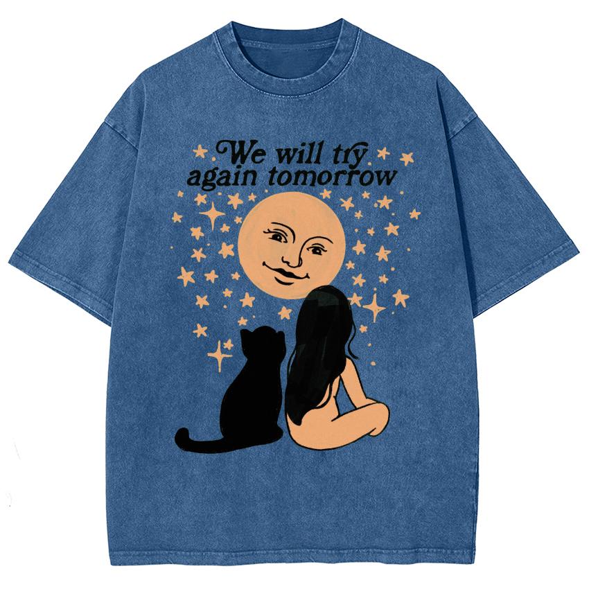 

Женская футболка с принтом девочки-кошки черного цвета, выстиранная, с коротким рукавом, личность, для подростка-студента, с рукавом до локтя, уличный тренд, винтажный топ 3XL