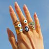 Uworld Stainless Steel Turkey Evil Eye Ring Trendy Fashion Jewelry for Women Charm Anillo Acero Inoxidable Mujer Daily Bijoux