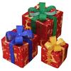 3 Pcs/Set Christmas Lighted Gift Boxes LED Light Up Stackable Nesting Box with Bow for Christmas Indoor Outdoor Home Yard Lawn Decor
