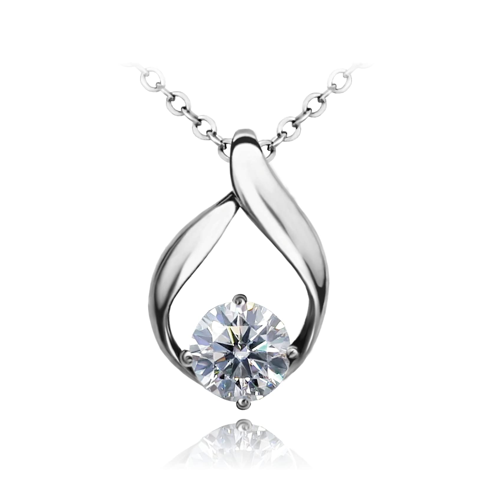 

Angel Drop Necklace Highest Grade Zirconia Christmas Present Set Simple Present [Enscene] Women s (Platinum Set)