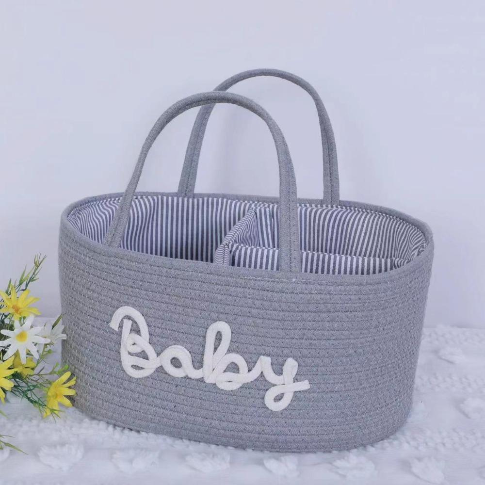 Large Capacity Storage Basket Cotton Rope Cosmetics Storage Baby Nappy Organiser  for Newborn