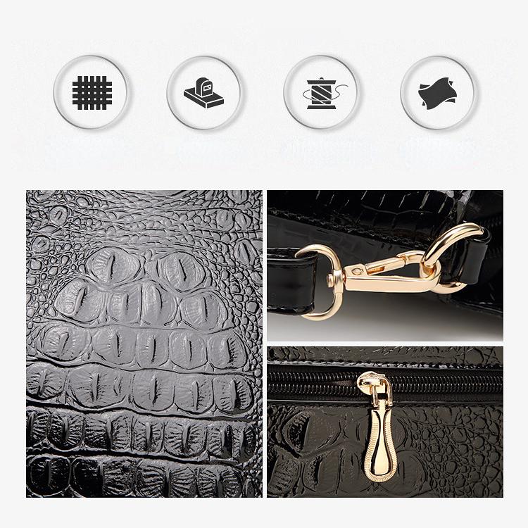 Damentasche, Lackleder, Krokodilmuster, Handtasche, diagonal, Kreuz, Umhängetasche, Muscheltasche, Damentasche