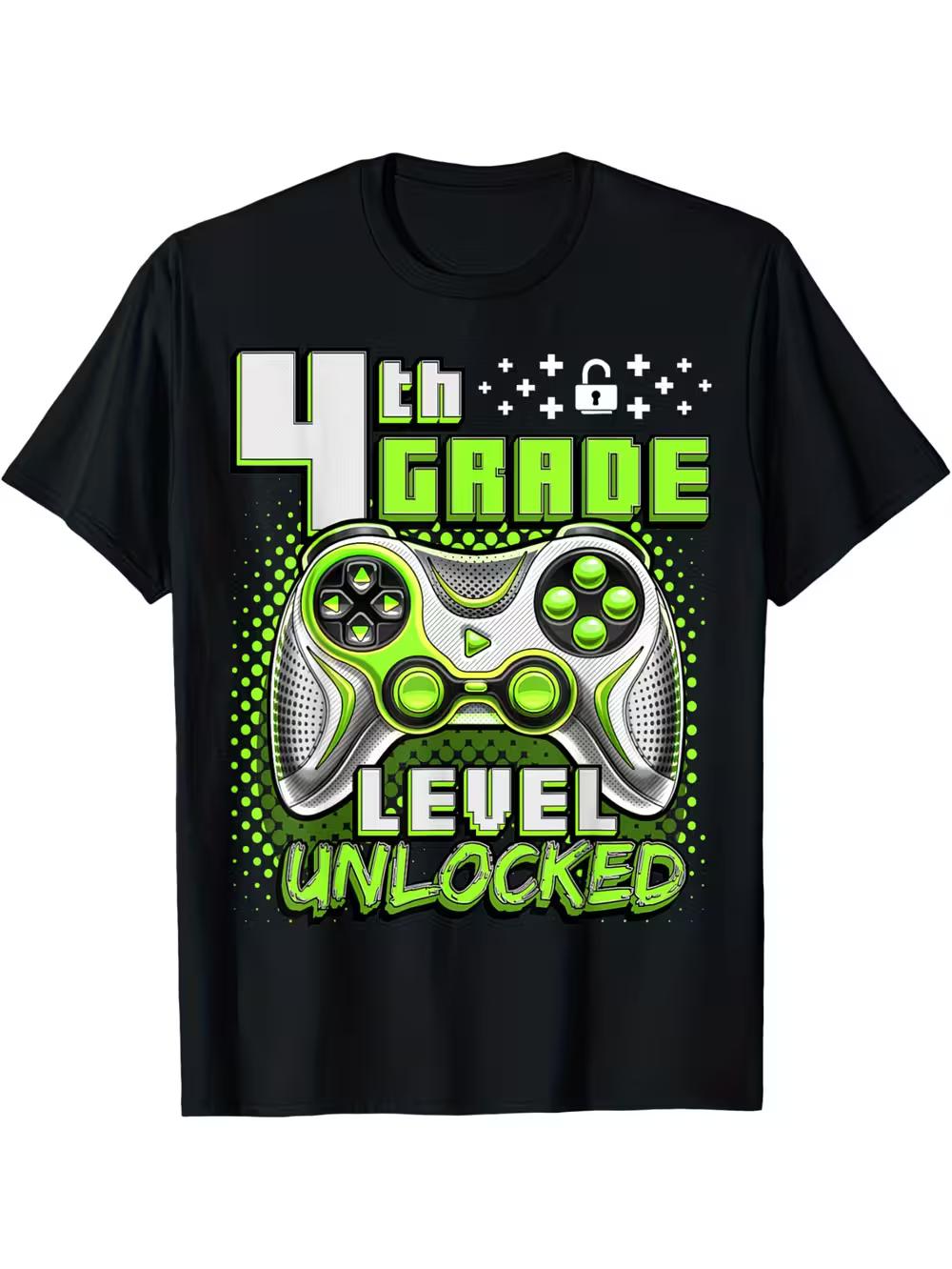 4th Grade Gamer First Day of School T-Shirt - Oversized Casual Tee with Level L