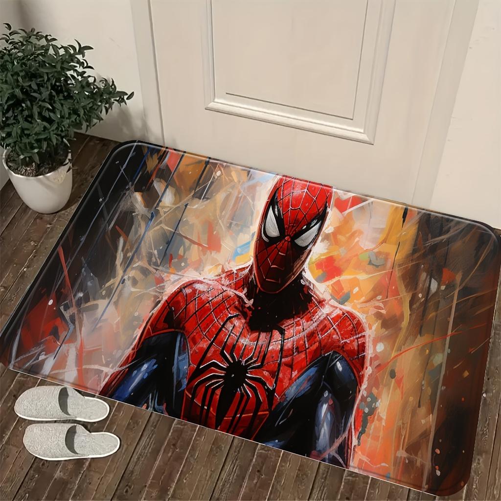 Marvel 1pc Cartoon Print Doormat, Spider-Man Red Suit Abstract Brushstroke Background Decorative Pattern, Easy to Clean, Suita
